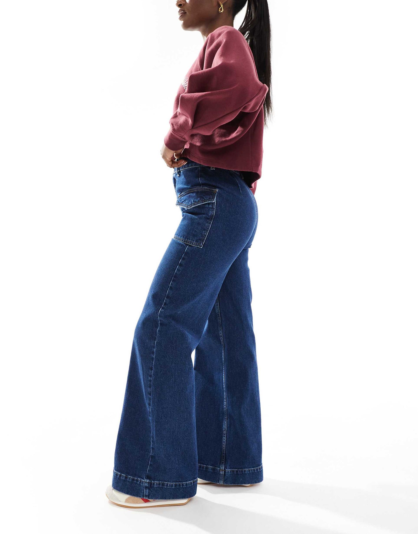 Wide Leg Jean With Patch Pockets