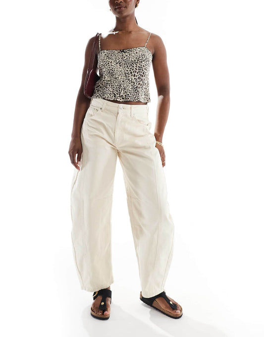 Oversized Crop Barrel Jean With Panels