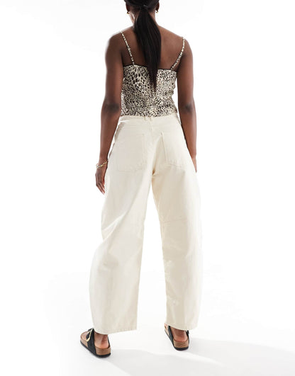 Oversized Crop Barrel Jean With Panels