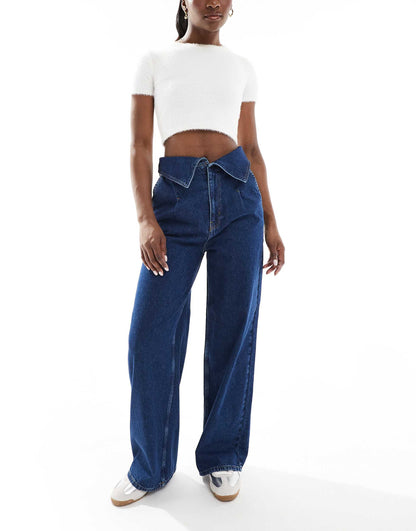 Wide Leg Jean With Folded Waistband