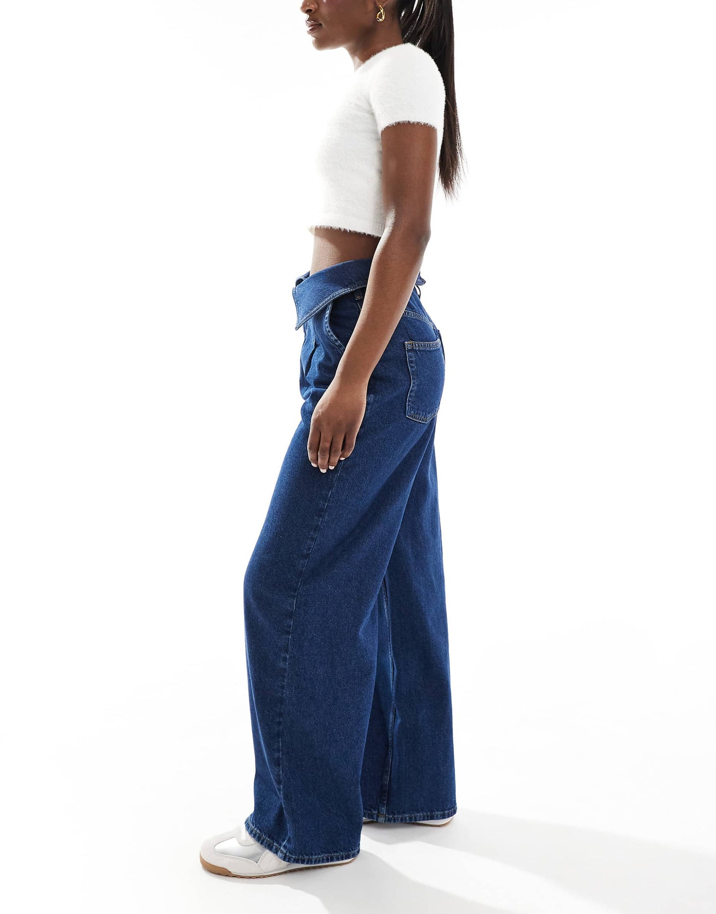 Wide Leg Jean With Folded Waistband