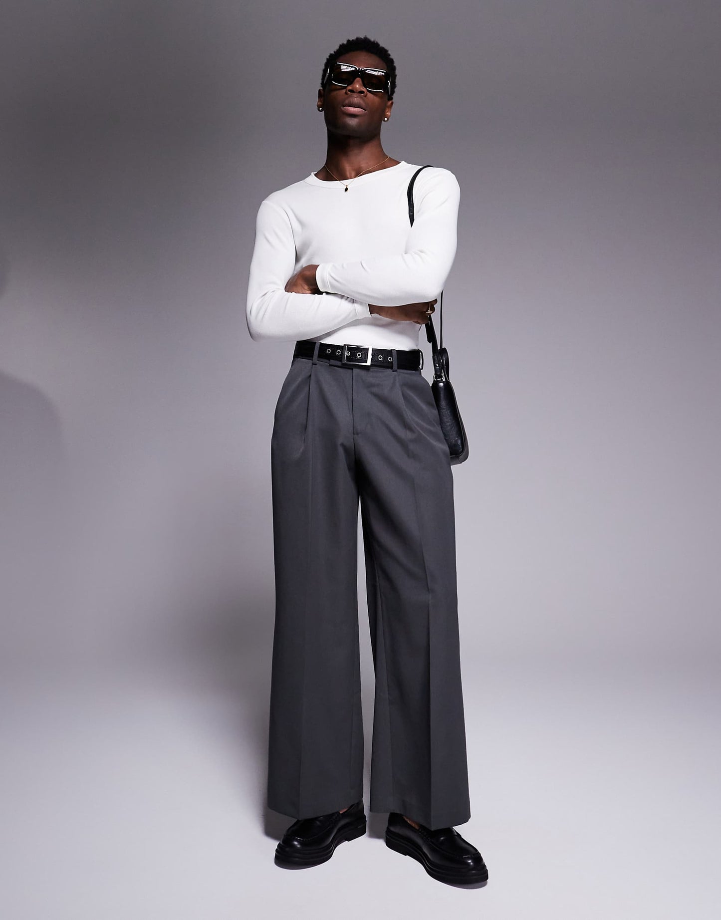 Muscle Fit Boxy Long Sleeve Rib T-Shirt