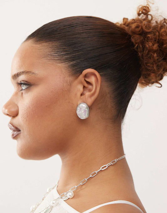 Earrings With Faux Mother Of Pearl