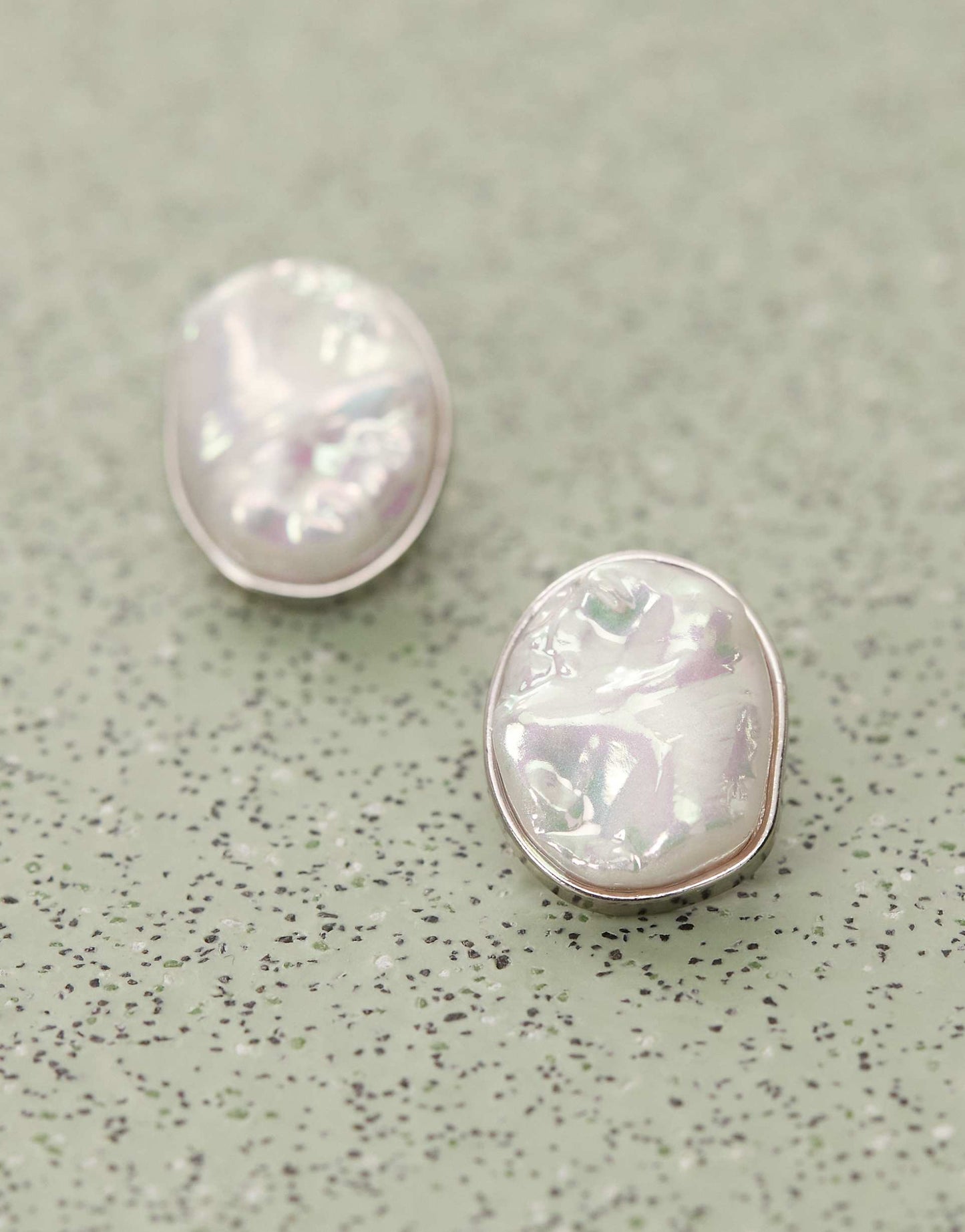 Earrings With Faux Mother Of Pearl