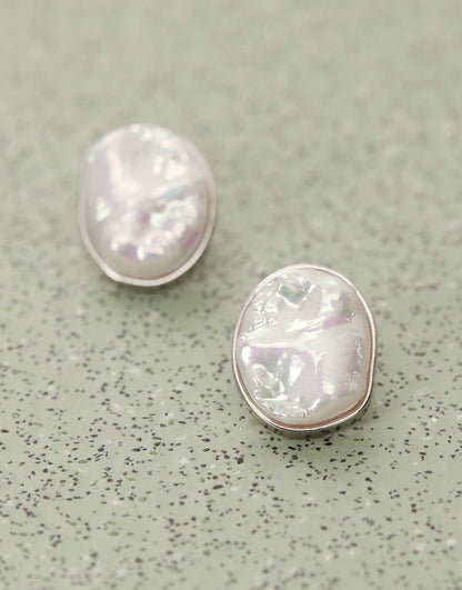 Earrings With Faux Mother Of Pearl