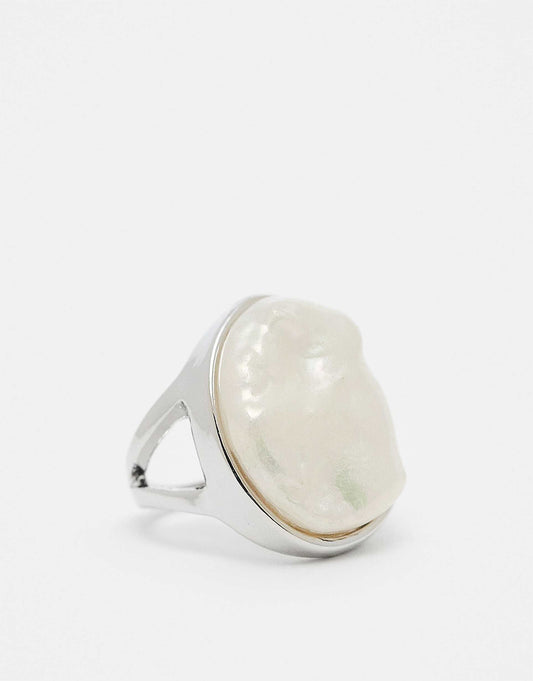 Oversized Faux Mother Of Pearl Ring