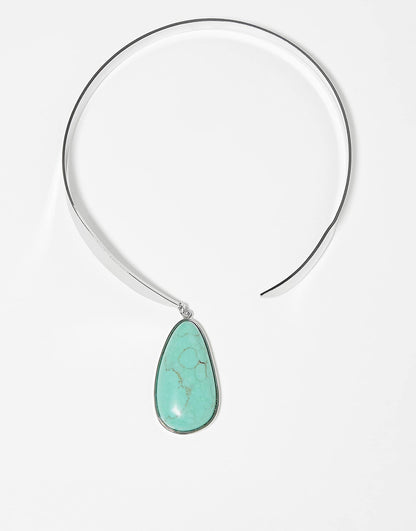Unisex Cuff Necklace With Drop Stone