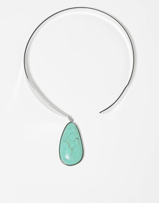 Unisex Cuff Necklace With Drop Stone