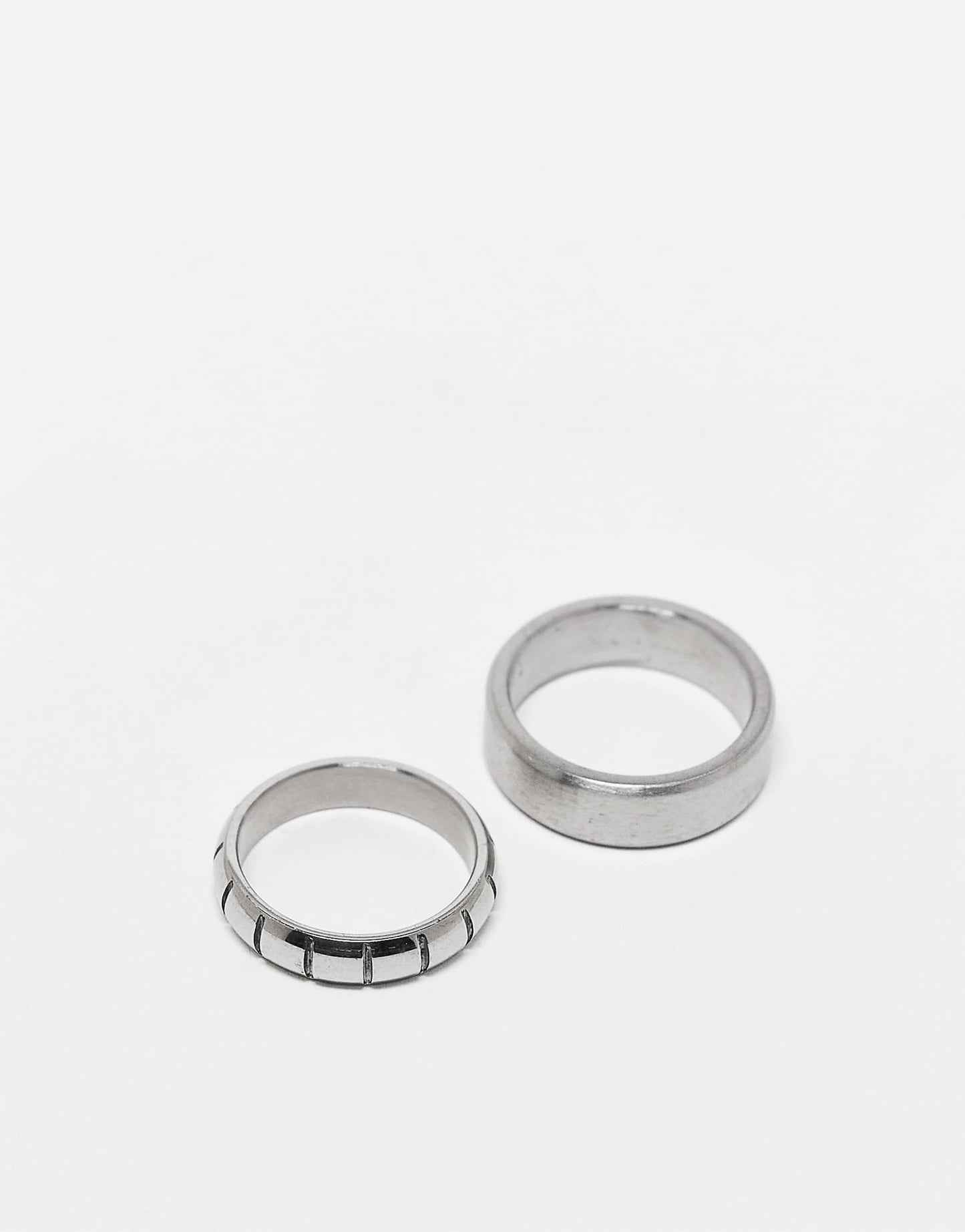Waterproof Stainless Steel 2 Pack Rings With Mixed Textures