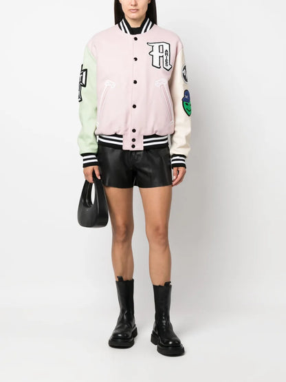 Logo-Patch Colour-Block Varsity Jacket