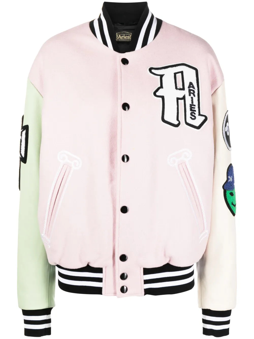 Logo-Patch Colour-Block Varsity Jacket