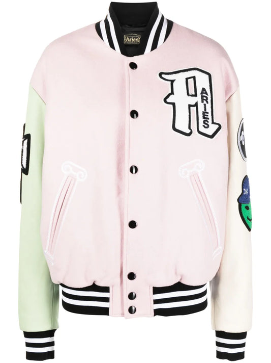 Logo-Patch Colour-Block Varsity Jacket