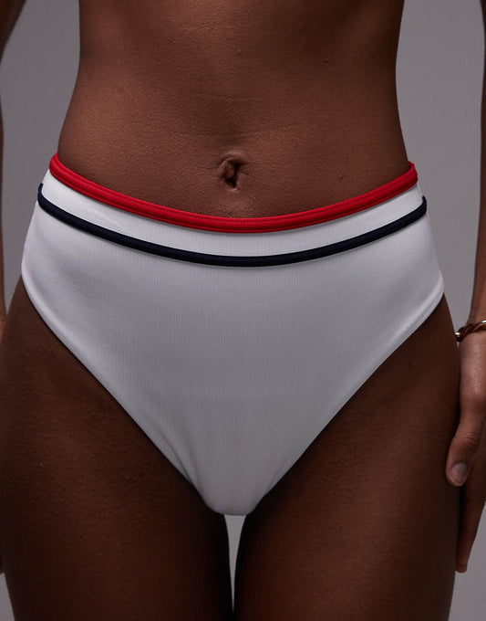 Global Stripe Textured Cheeky Bikini Bottoms