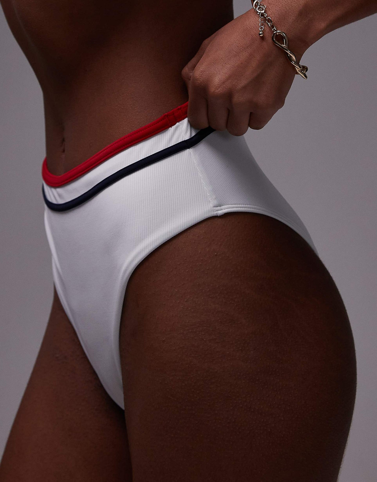 Global Stripe Textured Cheeky Bikini Bottoms