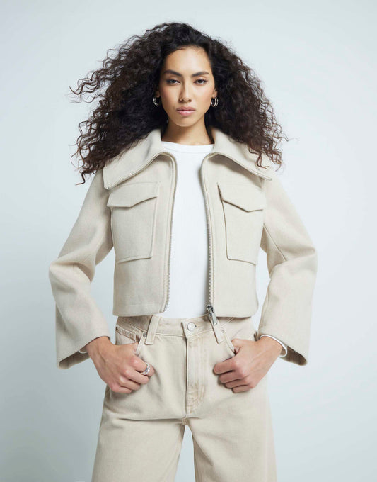 Wide Collar Crop Jacket