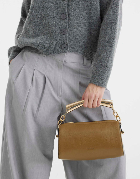Metal Handle Cross Body Bag