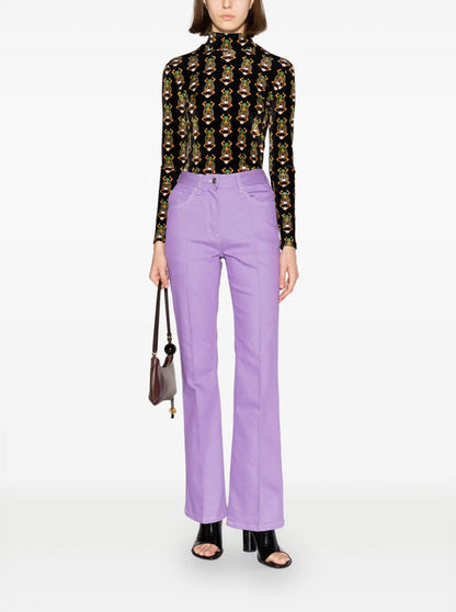 Scarab-Motif Velvet T-Shirt