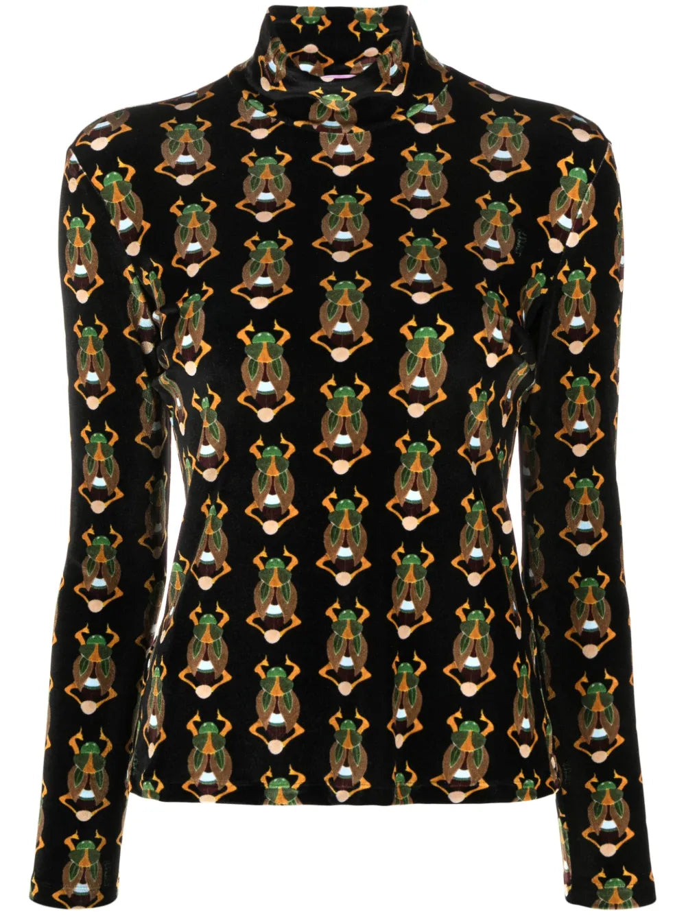Scarab-Motif Velvet T-Shirt