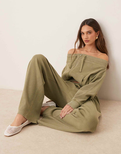 Co-Ord Waffle Paperbag Waist Jogger