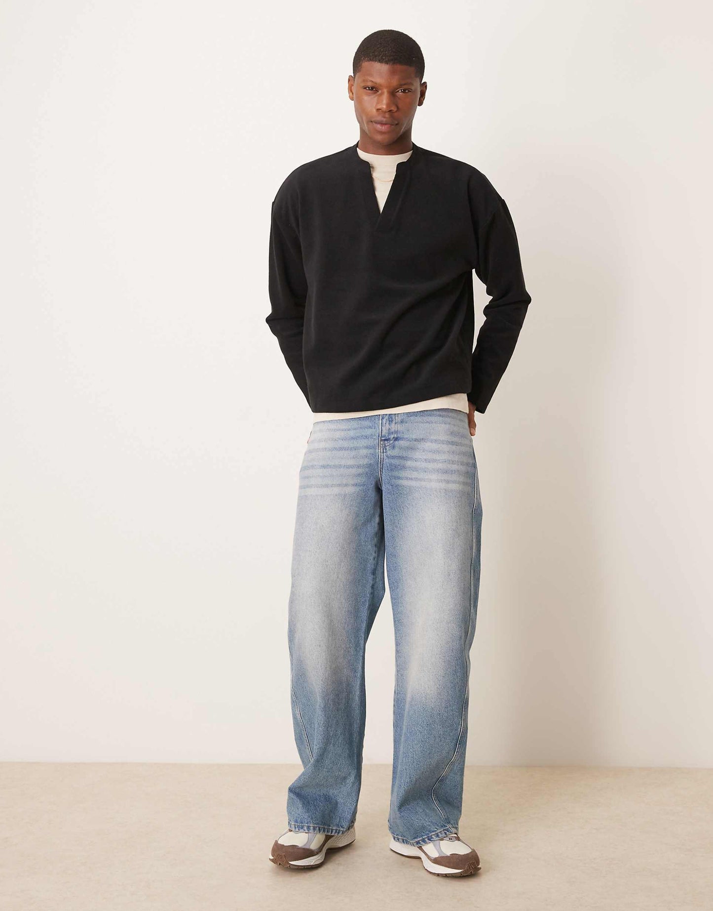 Oversized Boxy V Neck Sweatshirt