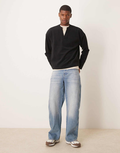 Oversized Boxy V Neck Sweatshirt