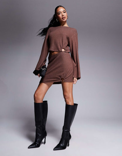 Co-Ord Hardware Brushed Rib Skirt