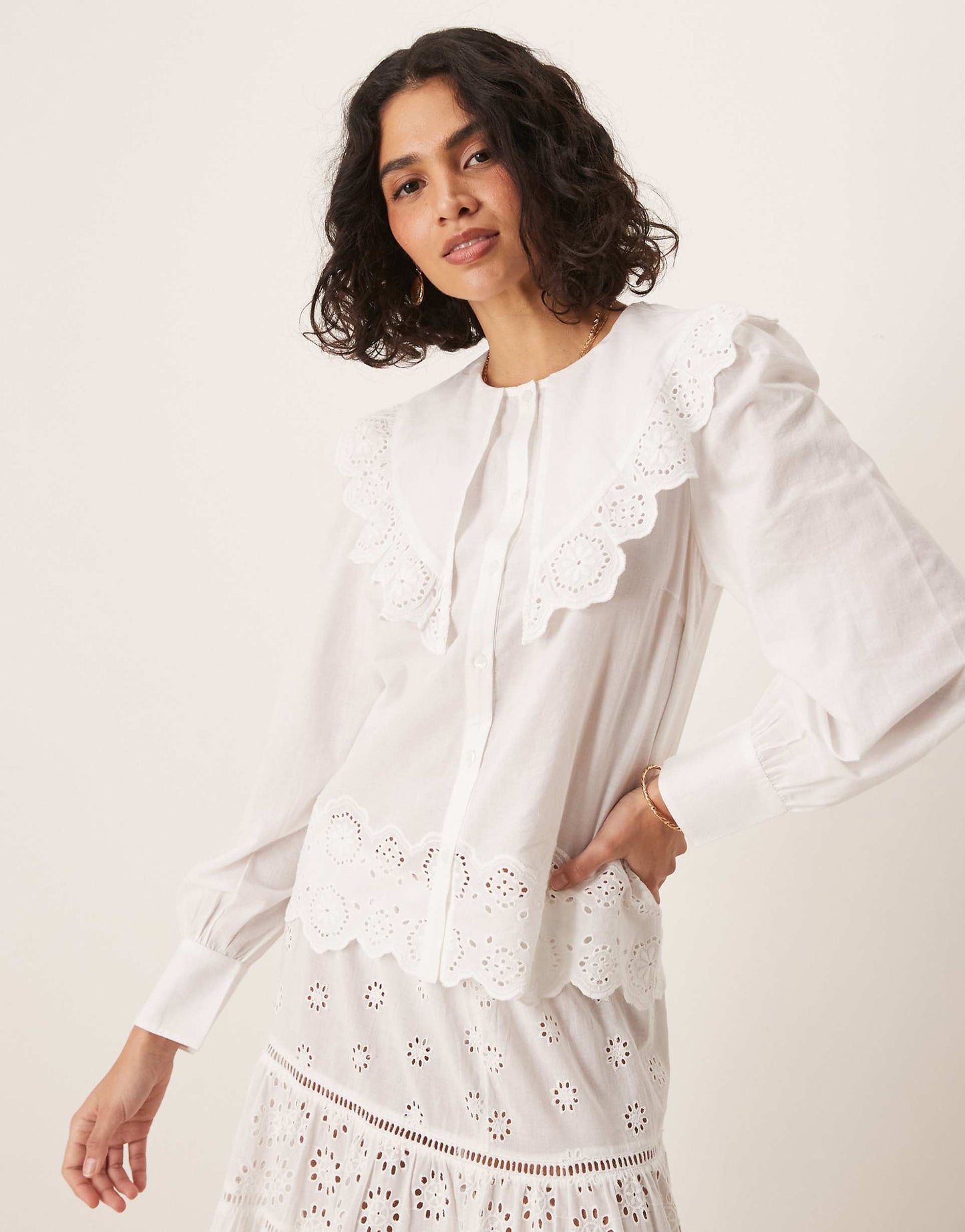 Statement Collar Broderie Shirt