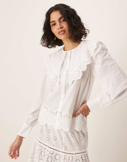 Statement Collar Broderie Shirt