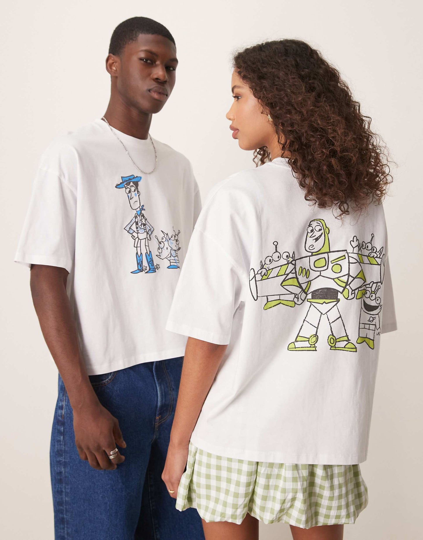 Disney Pixar Unisex Boxy Oversized T-Shirt With Toy Story Prints