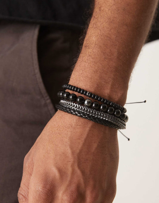 4 Pack Beaded And Chain Bracelets