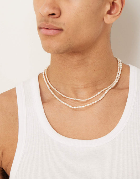 Faux Freshwater Pearl Necklace With Gold Spacer Beads