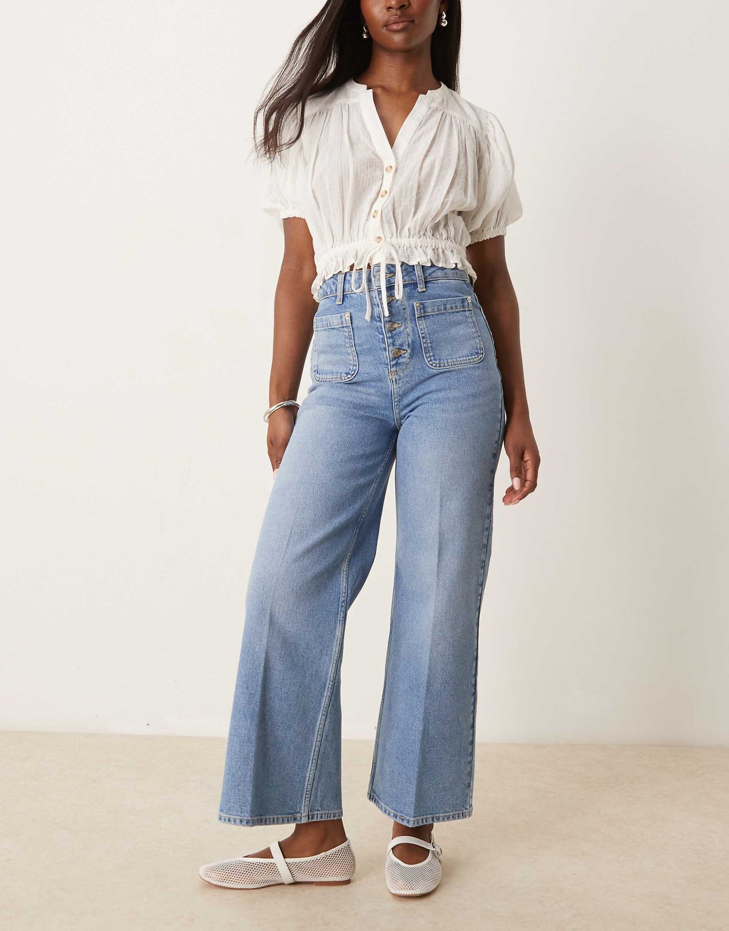 Ankle Grazer Jean With Button Front