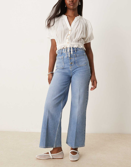 Ankle Grazer Jean With Button Front
