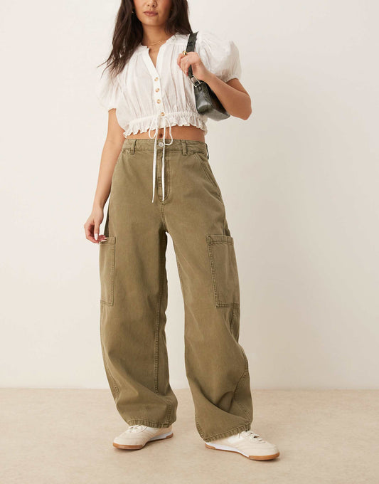 Cargo Barrel Leg Jeans