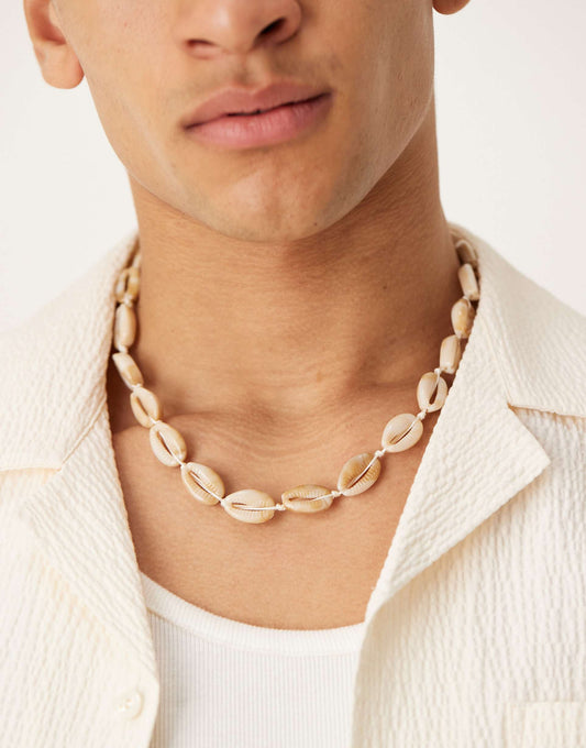 Cord And Faux Shell Necklace