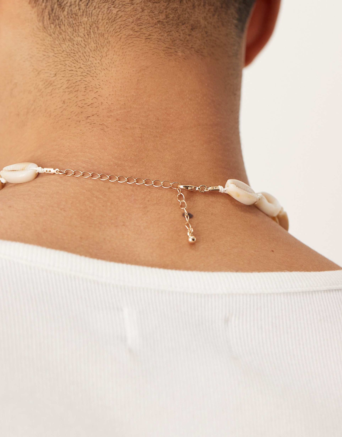 Cord And Faux Shell Necklace