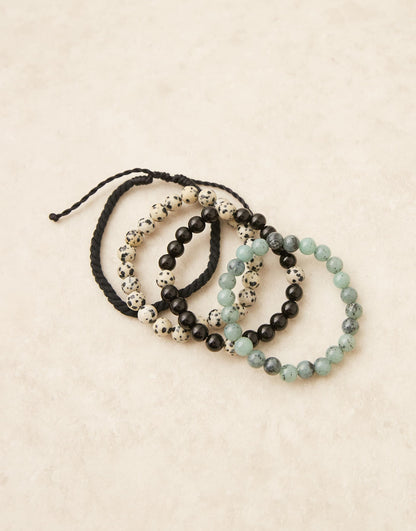 4 Pack Beaded And Cord Bracelets
