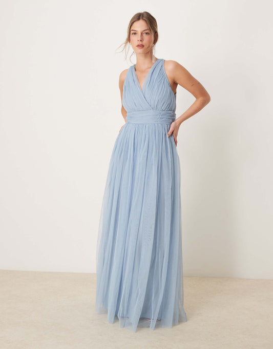 Open Back Maxi Bridesmaid Dress