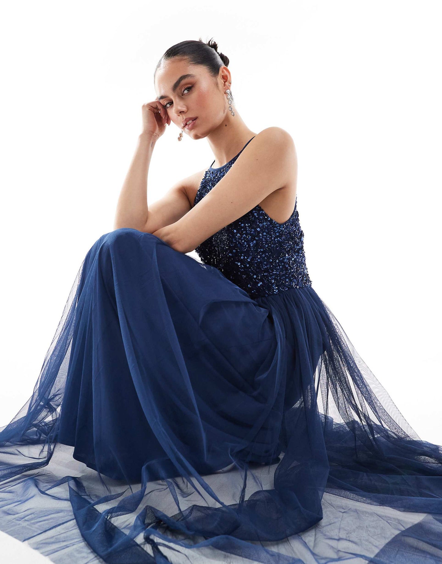 Embellished Halter Neck Maxi Dress