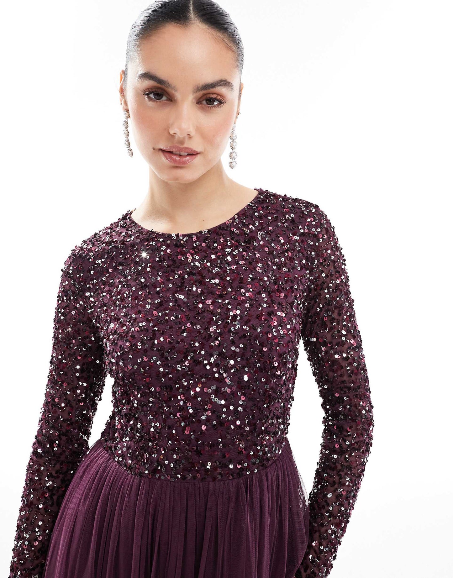 Embellished Long Sleeve Maxi Dress