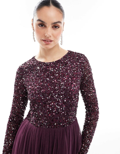 Embellished Long Sleeve Maxi Dress