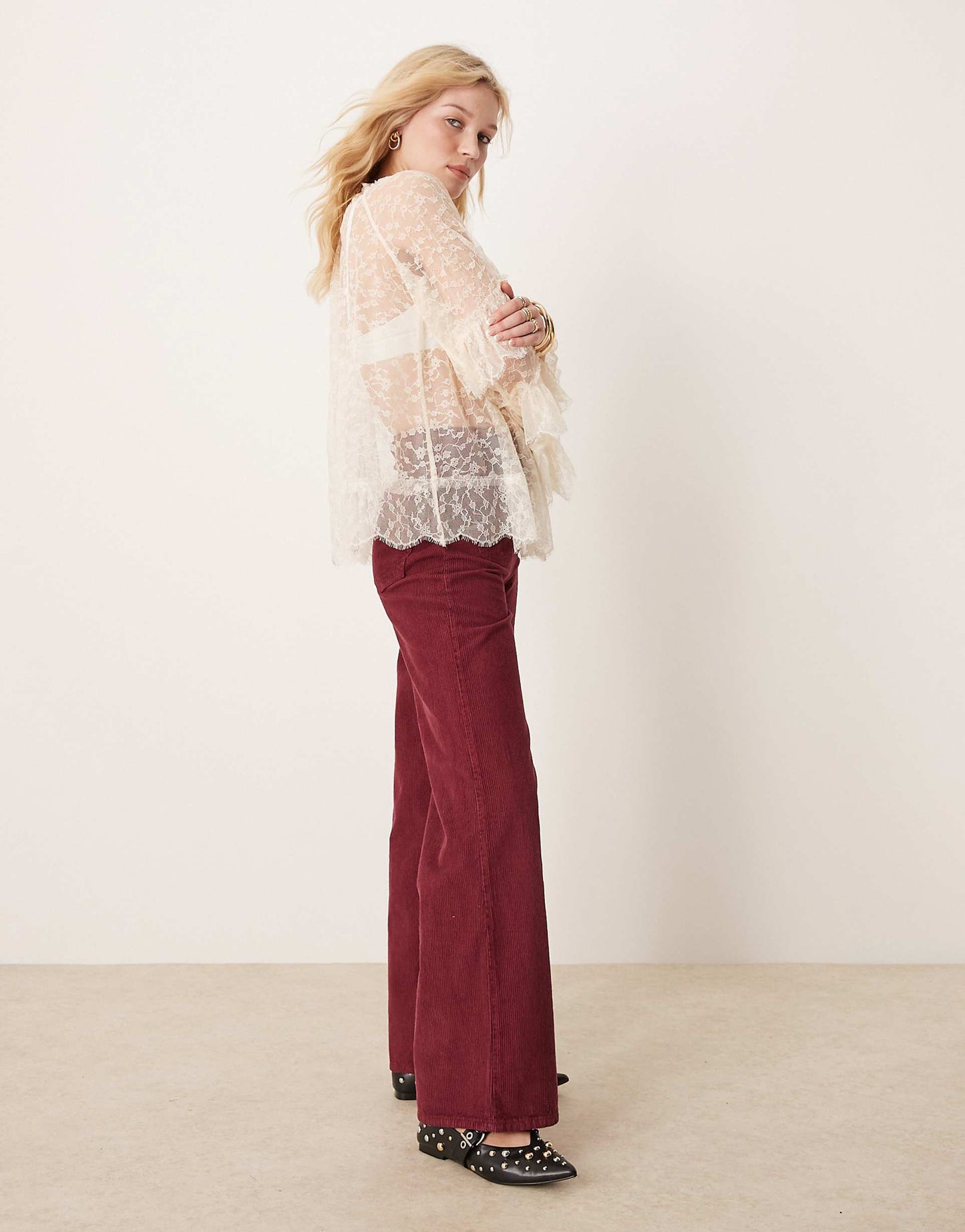 Patch Pocket Wide Leg Cord Trouser