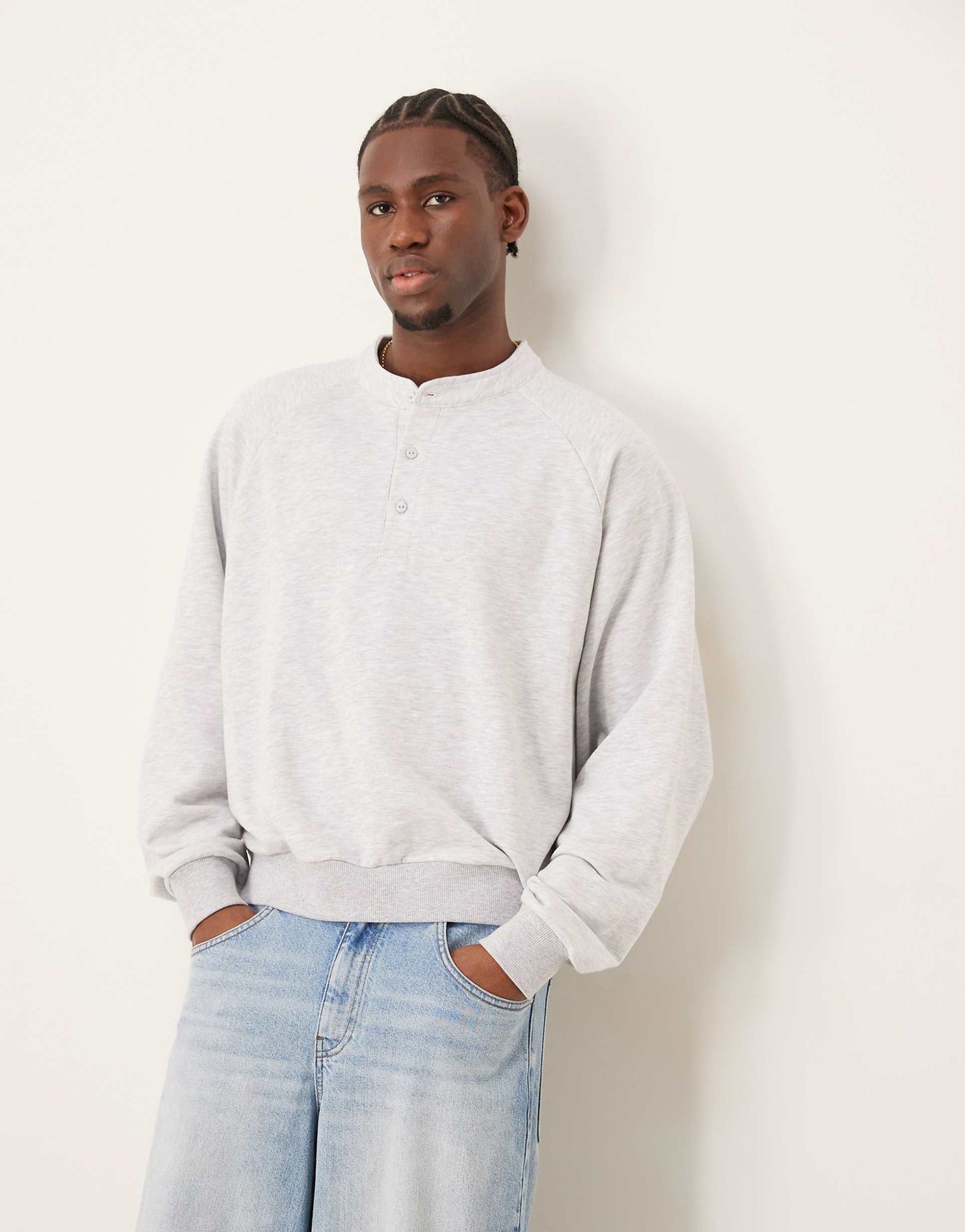 Extreme Oversized Boxy Henley Sweatshirt