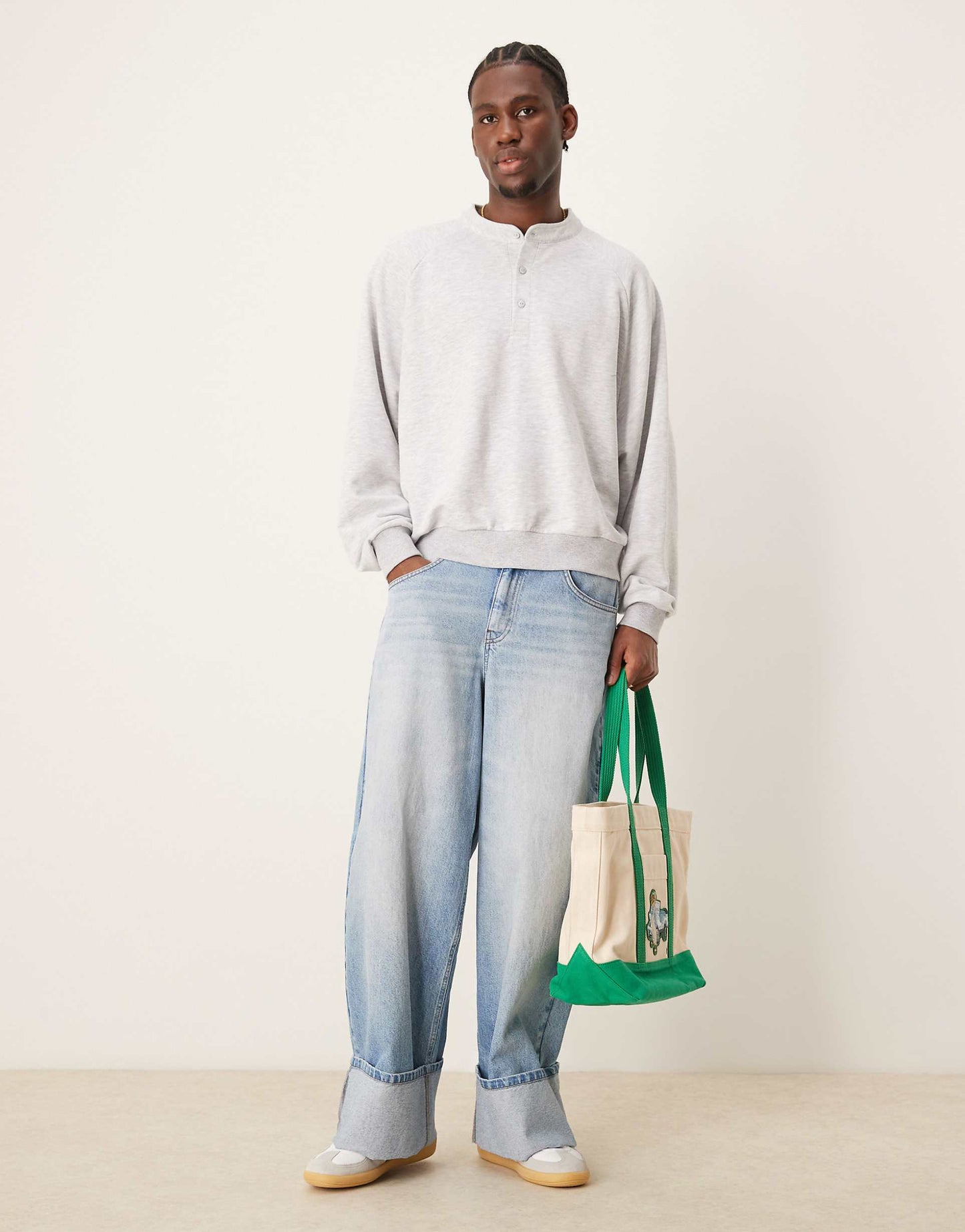 Extreme Oversized Boxy Henley Sweatshirt