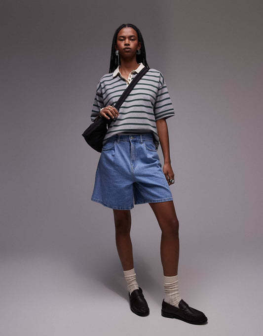 Slouchy Longline Denim Shorts