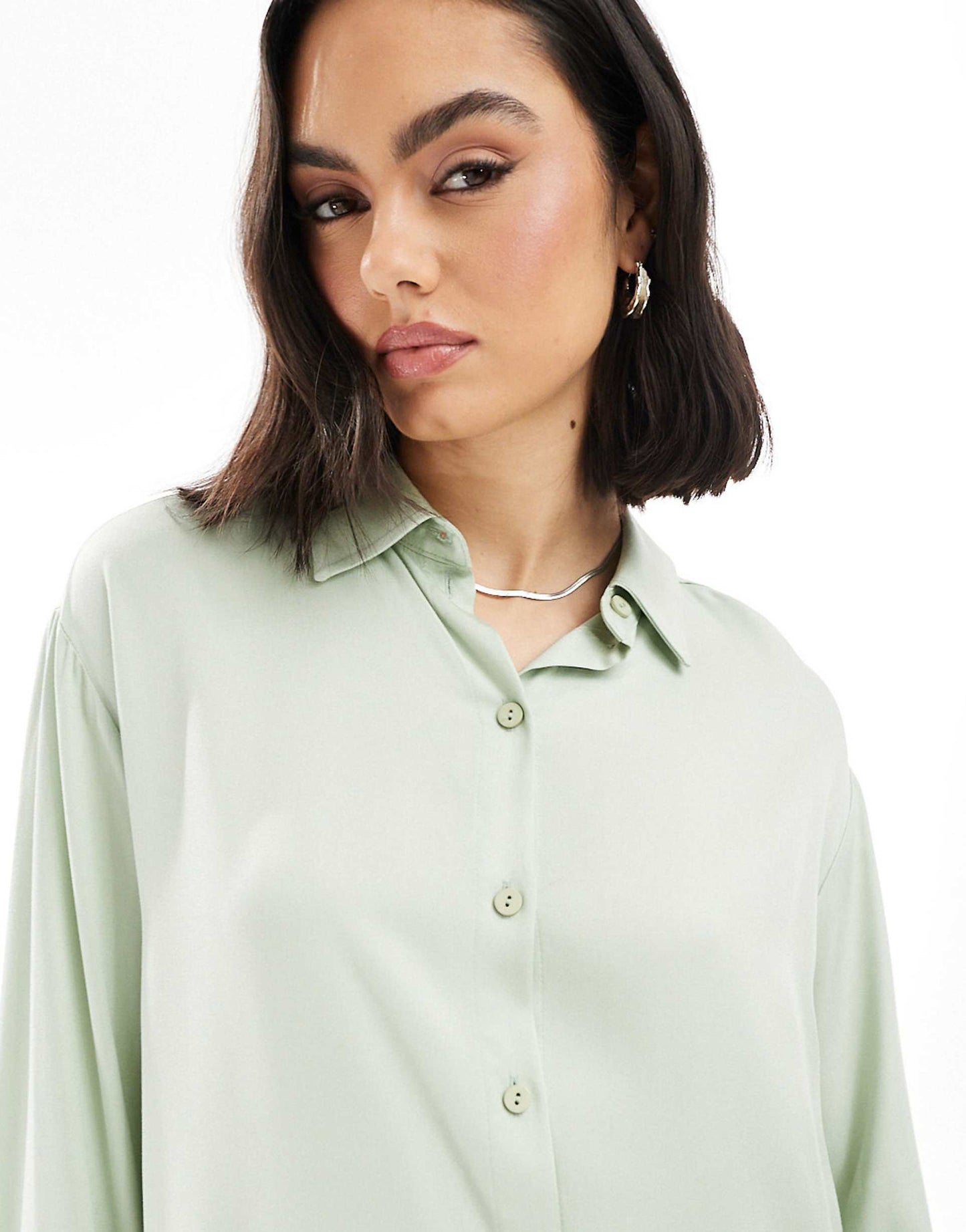 Long Sleeve Drop Waist Pleated Shirt Dress