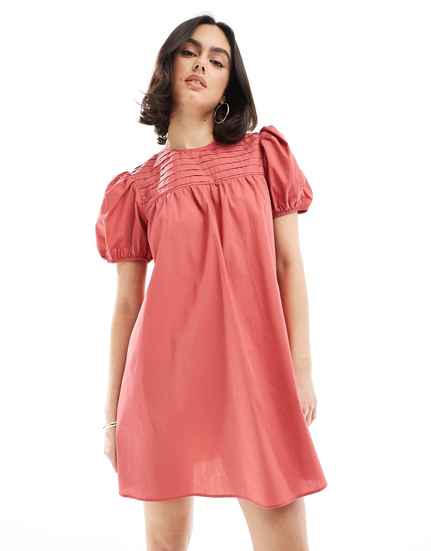 Baby Doll Puff Sleeve Smock Mini Dress