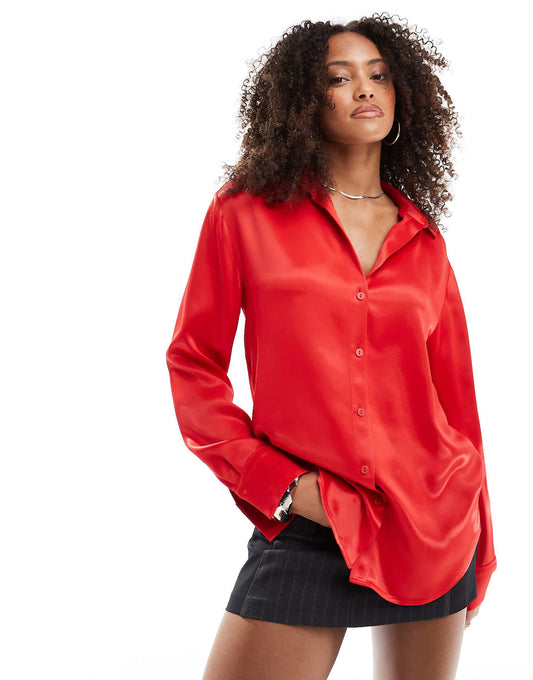 Oversized Button Down Satin Shirt