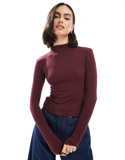 Slash Neck Long Sleeved T-Shirt