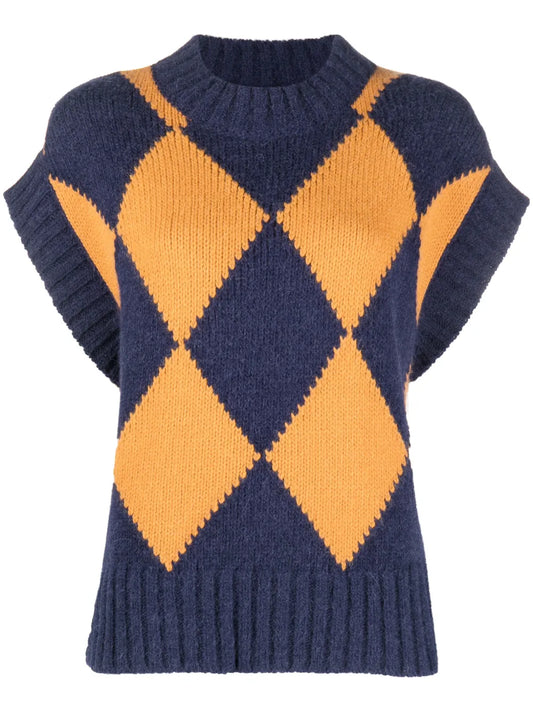 Argyle Intarsia-Knit Vest
